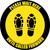 Please Wait Here Until Called Forward Shoe Prints Black Border Circular - Floor Sign