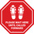 Please Wait Here Until Called Forward Shoe Prints Stop - Floor Sign