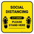 Social Distancing Please Stand Here 6 Ft Apart Shoe Prints Yellow Square - Floor Sign