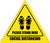Social Distancing Please Stand Here Shoe Prints Triangle - Floor Sign