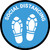 Social Distancing Shoe Prints Blue Circular - Floor Sign