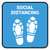 Social Distancing Shoe Prints Blue Square - Floor Sign