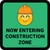 Now Entering Construction Zone with Emoji Green Square - Floor Sign