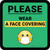 Please Wear A Face Covering Mask Emoji with Emoji Green Square - Floor Sign