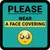 Please Wear A Face Covering with Emoji Blue Square - Floor Sign