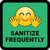 Sanitize Frequently with Emoji Green Square - Floor Sign