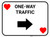 One Way Traffic Right Arrow Red Hearts - Rectangle Casino - Floor Sign