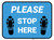 Please Stop Here Shoe Prints Blue Rectangle - Floor Sign