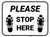 Please Stop Here Shoe Prints Rectangle - Floor Sign