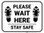 Please Wait Here Stay Safe Shoe Prints Rectangle - Floor Sign