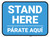 Stand Here Parate Aqui Bilingual Blue Rectangle - Floor Sign