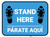 Stand Here Parate Aqui Shoe Prints Bilingual Blue Rectangle - Floor Sign