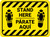 Stand Here Parate Aqui Shoe Prints Bilingual Hazard Stripes Rectangle - Floor Sign