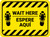 Wait Here Espere Aqui Shoe Prints Bilingual Hazard Stripes Yellow Rectangle - Floor Sign