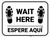 Wait Here Espere Aqui Shoe Prints Bilingual Rectangle - Floor Sign