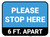 Please Stop Here 6 Ft Apart Blue Rectangle - Floor Sign