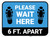 Please Wait Here 6 Ft Apart Shoe Prints Blue Rectangle - Floor Sign