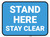 Stand Here Stay Clear Blue Rectangle - Floor Sign