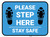 Please Step Here Stay Safe Shoe Prints Blue Rectangle - Floor Sign