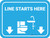 Line Starts Here Bathroom Icon Rectangle - Floor Sign