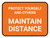 Protect Yourself And Others Maintain Distance Orange Rectangle - Floor Sign