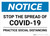 Notice: Stop the Spread Practice Social Distancing ANSI Landscape - Wall Sign