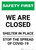 Safety First: We Are Closed - Stop The Spread Of Covid 19 Portrait - Wall Sign