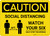 Caution: Social Distancing Watch Your Six with Icon Landscape - Wall Sign