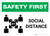 Safety First: Social Distance 6 Ft with Icon Landscape - Wall Sign