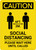Caution: Social Distancing Wait Here Until Called with Icon Portrait - Wall Sign