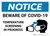 Notice: Beware Of COVID-19 Temperature Screening with Icon Landscape - Wall Sign