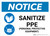 Notice: Sanitize PPE with Icons Landscape - Wall Sign