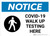 Notice: COVID-19 Walk Up Testing Here with Icon Landscape - Wall Sign
