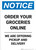 Notice: Order Your Groceries Online Portrait - Wall Sign