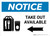 Notice: Take Out Available Left with Icon Landscape - Wall Sign