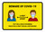 Beware Of COVID-19 with Icons Yellow Landscape - Wall Sign