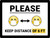 Please Keep Distance of 6 ft with Emojis Landscape - Wall Sign