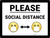 Please Social Distance with Emojis Landscape - Wall Sign