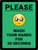 Please Wash Your Hands for 20 Seconds with Emoji Green Portrait - Wall Sign