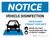Notice Vehicle Disinfection Wear PPE with Icon Landscape - Wall Sign