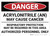 Danger: Acrylonitrile May Cause Cancer - Wall Sign