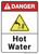 Danger: Hot Water ANSI - Wall Sign