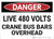 Danger: Live 480 Volts Crane Bus Bars Overhead - Wall Sign