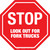Stop Look Out For Fork Trucks Floor Sign