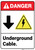 Danger: Underground Cable Down Arrow Electric Shock Symbol ANSI - Wall Sign