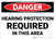 Danger: PPE Hearing Protection Required in This Area - Wall Sign