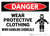 Danger: PPE Wear Protective Clothing When Handling Chemicals - Wall Sign