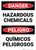 Danger: Hazardous Chemicals Bilingual Spanish - Wall Sign