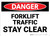 Danger: Lift Truck Forklift Traffic Stay Clear - Wall Sign