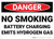 Danger: No Smoking Battery Charging Emits Hydrogen Gas - Wall Sign